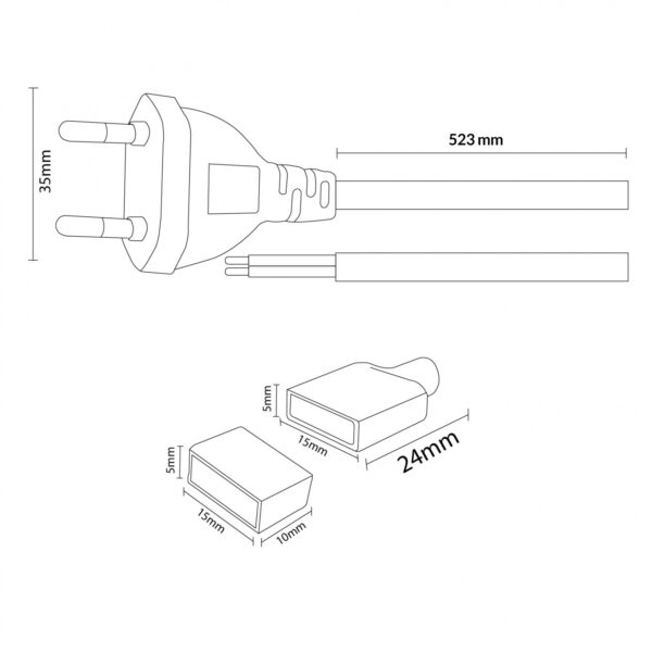 Câble Adaptateur Pour Bande Led 220Vac Bergame - Ledme - LM2358A – Image 2