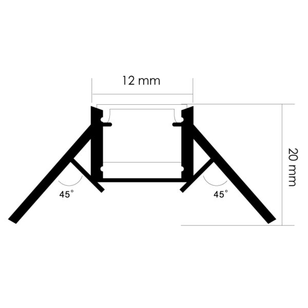 Profilé d'angle encastré Nisen en aluminium 12/24V 2 mètres - DSC - Ledme - LM3354 – Image 2