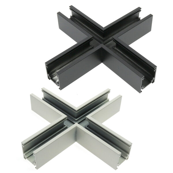 Union Horizontale en X pour Rail Magnétique Série 16mm Noir - Ledme - LM3596