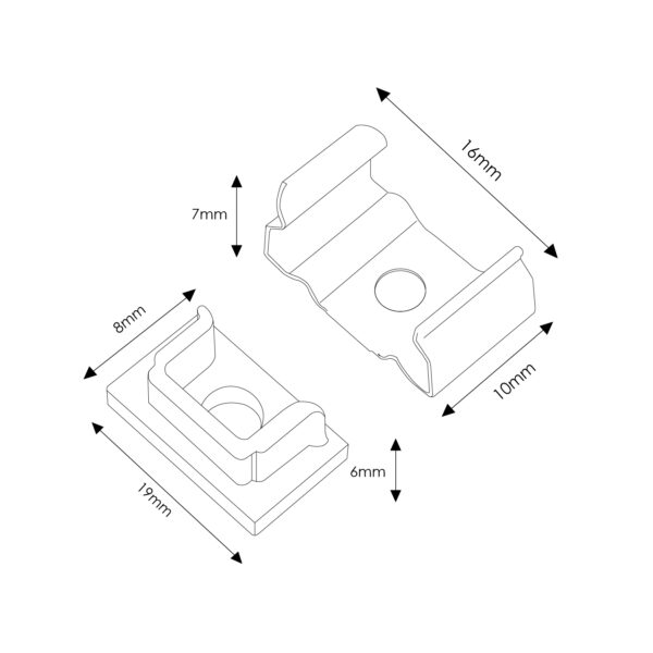 Pack 2 Chevilles et 2 agrafes pour Profil LM3701 - Ledme - LM3701A – Image 2