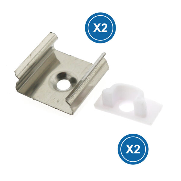 Pack 2 Chevilles et 2 agrafes pour Profil LM3702 - Ledme - LM3702A