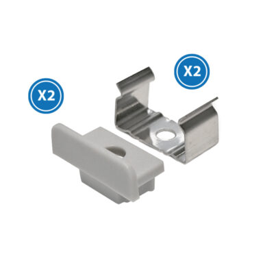 Pack 2 Chevilles et 2 agrafes pour Profil LM3703 - Ledme - LM3703A