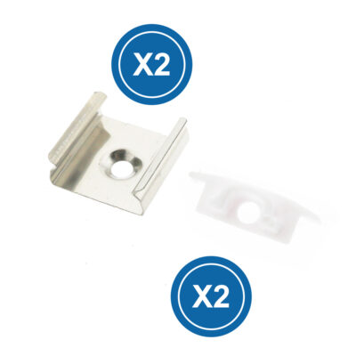 Pack 2 Chevilles et 2 agrafes pour Profil LM3704 - Ledme - LM3704A