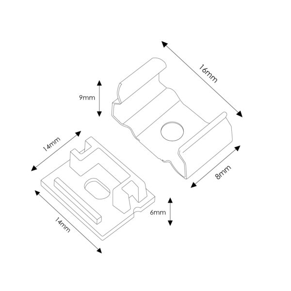 Pack 2 Chevilles et 2 agrafes pour Profil LM3709 - Ledme - LM3709A – Image 2