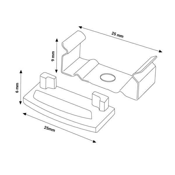 Pack 2 Chevilles et 2 agrafes pour Profil LM3716 - Ledme - LM3716A – Image 2