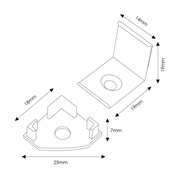 Pack 2 Chevilles et 2 agrafes pour Profil LM3717 - Ledme - LM3717A – Image 2