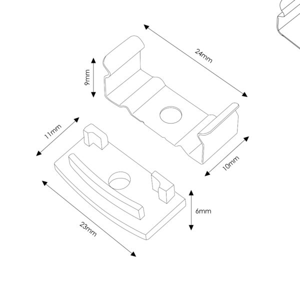 Pack 2 Chevilles et 2 agrafes pour Profil LM3730 - Ledme - LM3730A – Image 2
