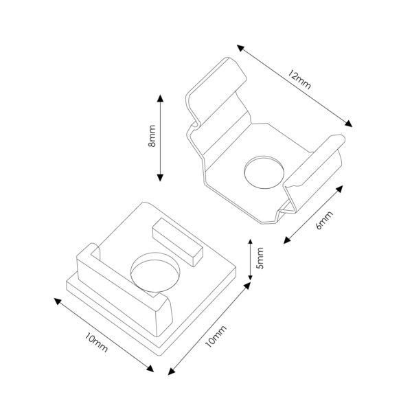 Pack 2 Chevilles et 2 agrafes pour Profil LM3743 - Ledme - LM3743A – Image 2