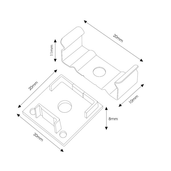 Pack 2 Chevilles et 2 agrafes pour Profil LM3751 - Ledme - LM3751A – Image 2