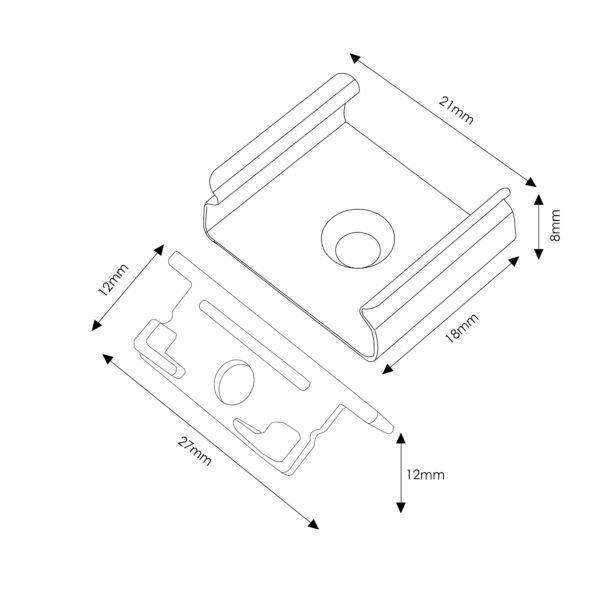 Pack 2 Chevilles et 2 agrafes pour Profil LM3755 - Ledme - LM3755A – Image 2