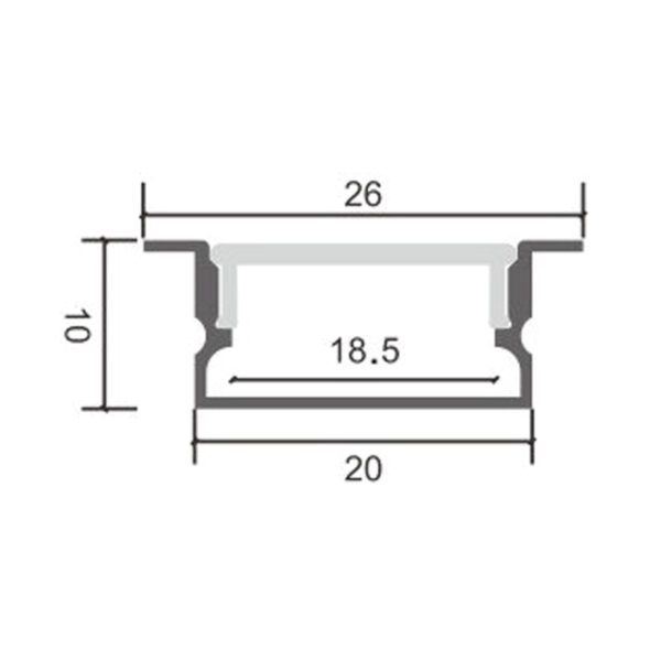 Profilé aluminium Hieg - 2 mètres Aluminium - Ledme - LM3755 – Image 2