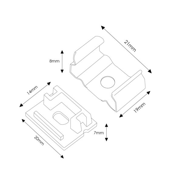 Pack 2 Chevilles et 2 agrafes pour Profil LM3757 - Ledme - LM3757A – Image 2
