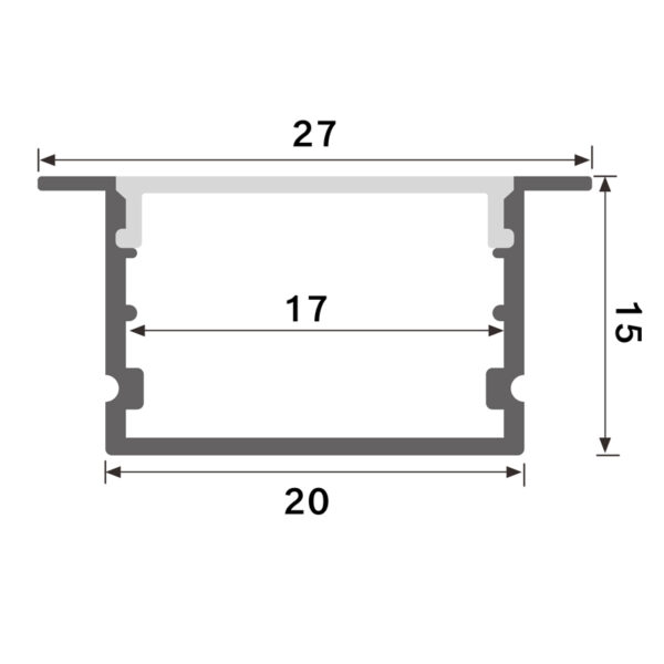 Profilé aluminium Hev - 2 mètres Aluminium - Ledme - LM3763 – Image 2