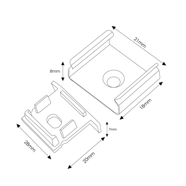 Pack 2 Tapones et 2 Grapas pour Perfil LM3767 - Ledme - LM3767A – Image 2