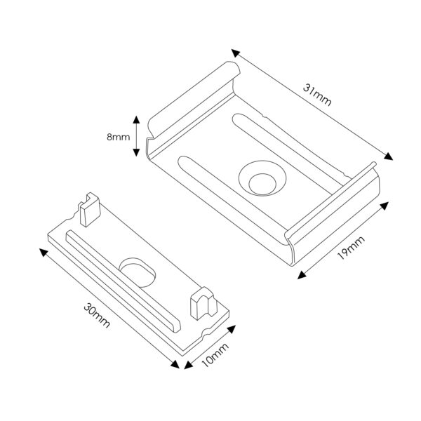 Pack 2 Chevilles et 2 agrafes pour Profil LM3775 - Ledme - LM3775A – Image 2