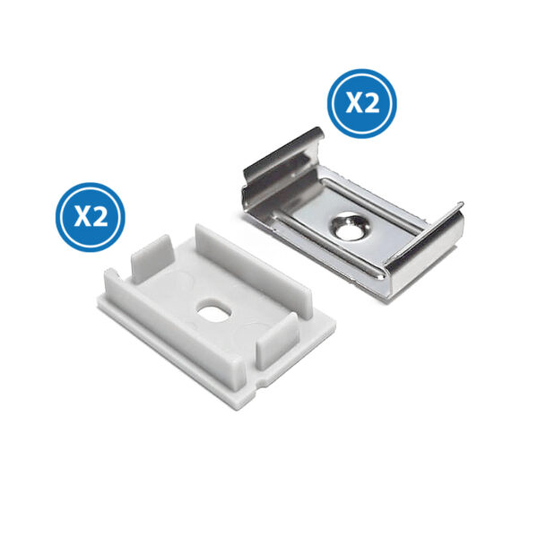 Pack 2 Chevilles et 2 agrafes pour Profil LM3779 - Ledme - LM3779A