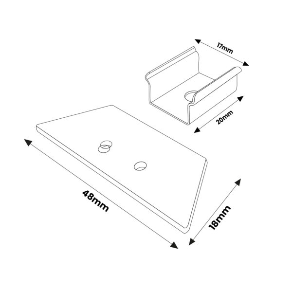 Pack 2 Chevilles et 2 agrafes pour Profil LM3829 - Ledme - LM3829A – Image 2