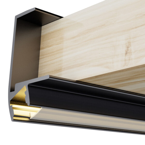 Profilé aluminium laqué Keo Noir - 2 mètres Noir - Ledme - LM3845
