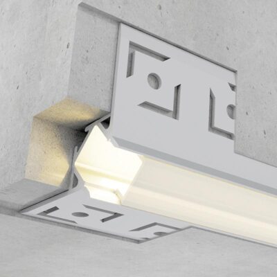 Profilé d'angle encastré Nisen en aluminium 12/24V 2 mètres - DSC - Ledme - LM3354