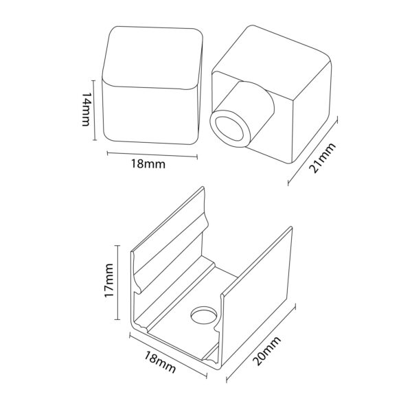 Pack Bouchons et agrafes pour recouvrement Néon LM3975 - Ledme - LM3988 – Image 2