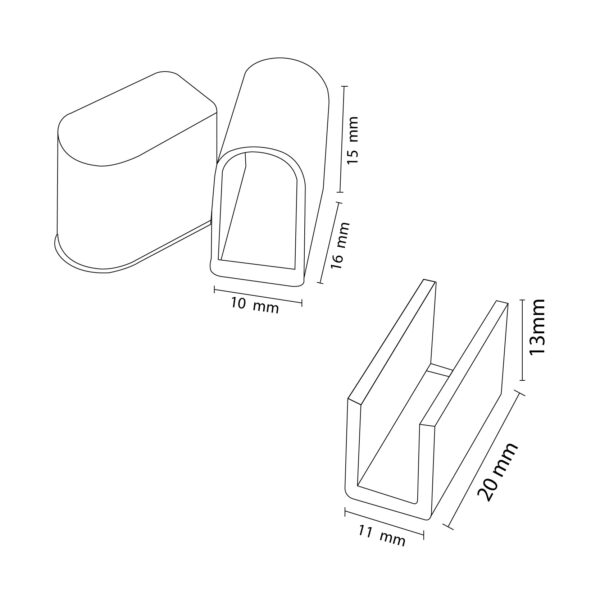 Pack Bouchons et clips pour réglette Néon Case LM3979 - Ledme - LM3990 – Image 2