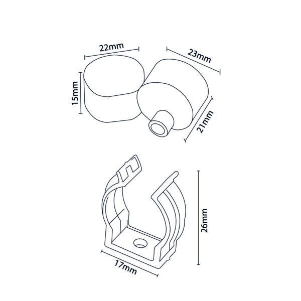 Pack Bouchons et clips pour Cache Néon LM3981 - Ledme - LM3991 – Image 2