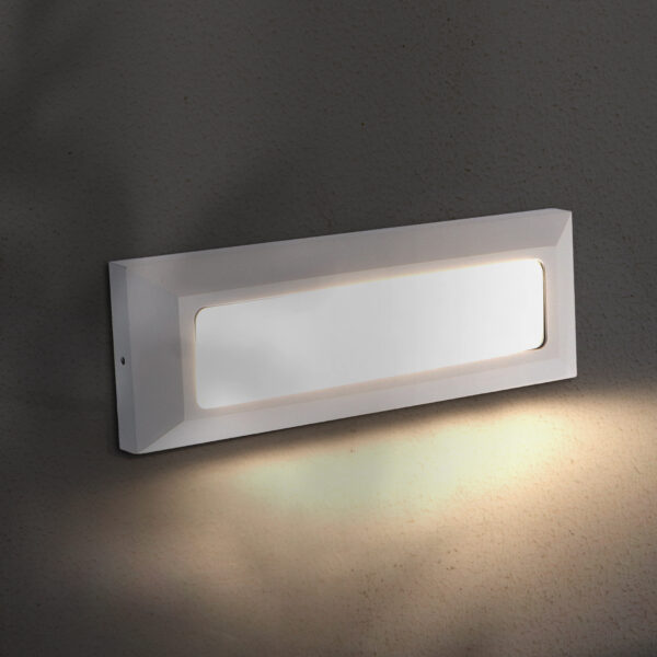 Balise de Surface Led Murale Longue Rectangulaire Blanche 5W IP54 3000K - Ledme - LM6104 – Image 3