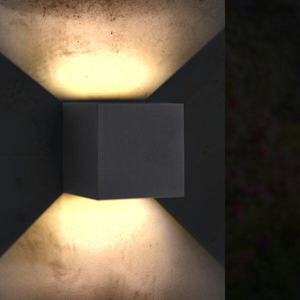 Applique LED Cube Noire 6W IP54 3000K - Ledme - LM6182 – Image 4