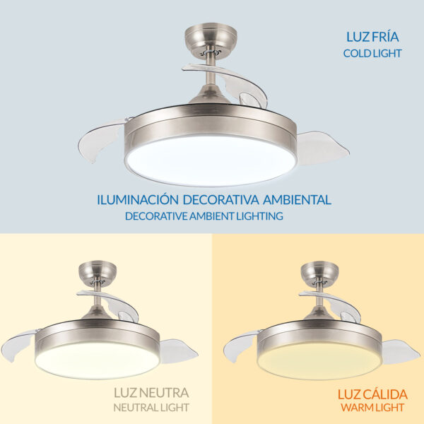 Ventilateur de plafond LED Messe Nickel CCT - Ledme - LM8093 – Image 6