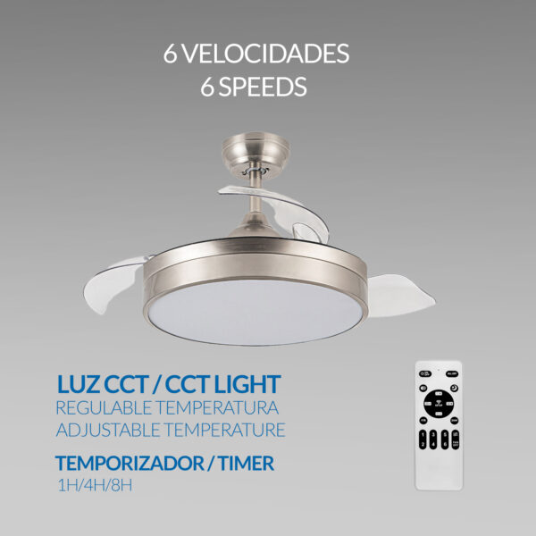 Ventilateur de plafond LED Messe Nickel CCT - Ledme - LM8093 – Image 5