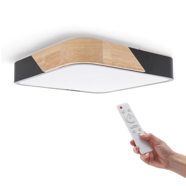 Plafon LED Bois Noir Carré 24W CCT - Ledme - LM8281