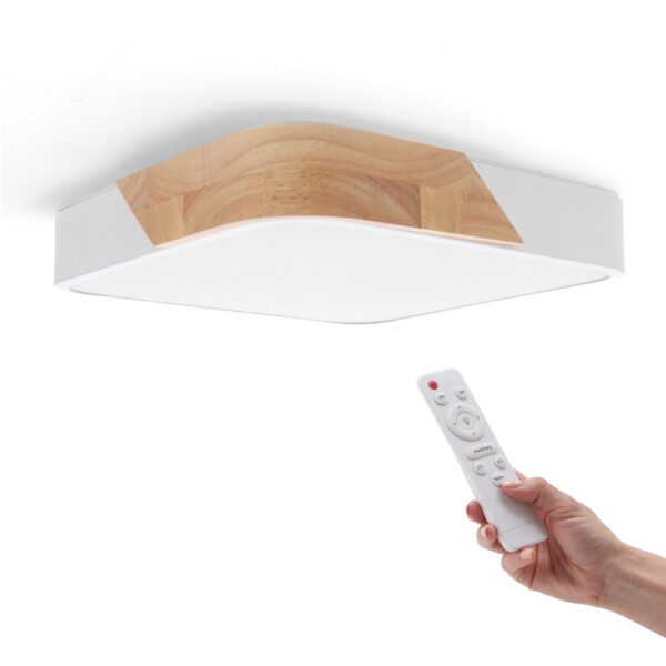 Plafon LED Bois Blanc Carré 24W CCT - Ledme - LM8282