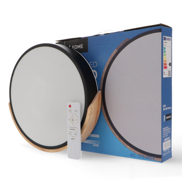 Plafon LED Bois Noir Rond 24W CCT - Ledme - LM8283 – Image 3