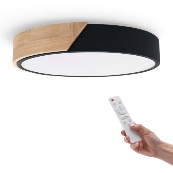 Plafon LED Bois Noir Rond 24W CCT - Ledme - LM8283