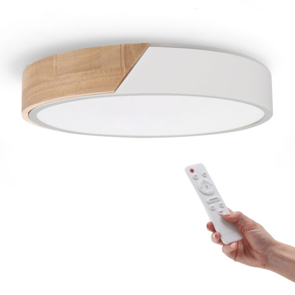 Plafon LED Bois Blanc Rond 24W CCT - Ledme - LM8284