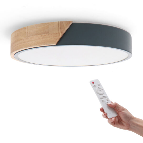 Plafon LED Bois Gris Rond 24W CCT - Ledme - LM8285