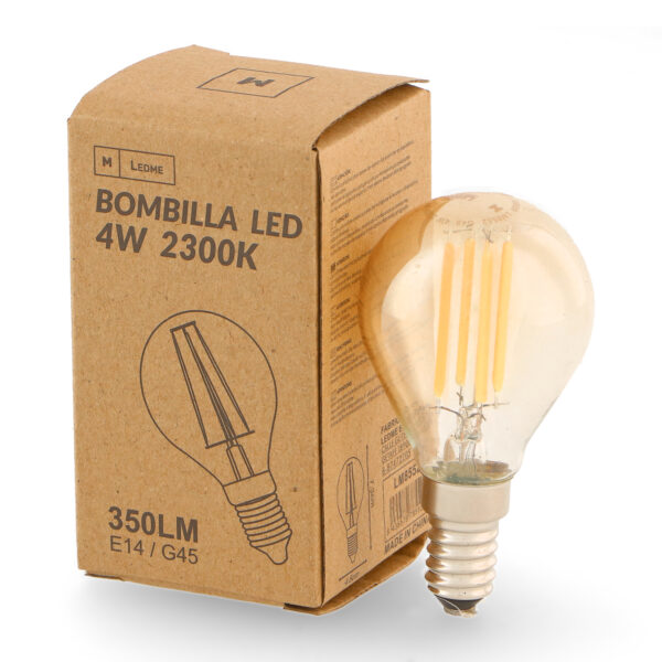 Ampoule LED à Filament E14 G45 4W Ambre 2300K - Ledme - LM8552