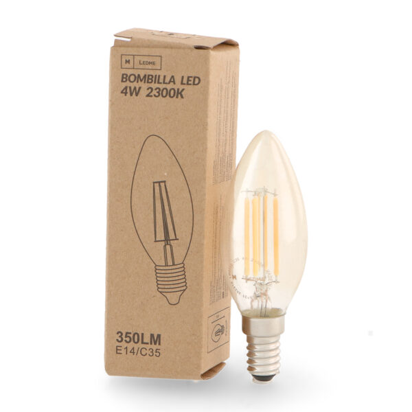 Bombilla LED Filamento E14 C35 4W Ambre 2300K - Ledme - LM8553