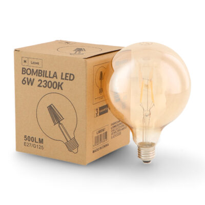 Ampoule LED à Filament E27 G125 6W Ambre 2300K - Ledme - LM8561