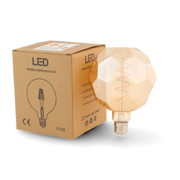 Ampoule LED à Filament Spiralé E27 G125 Boule 4W Ambre - Ledme - LM8573