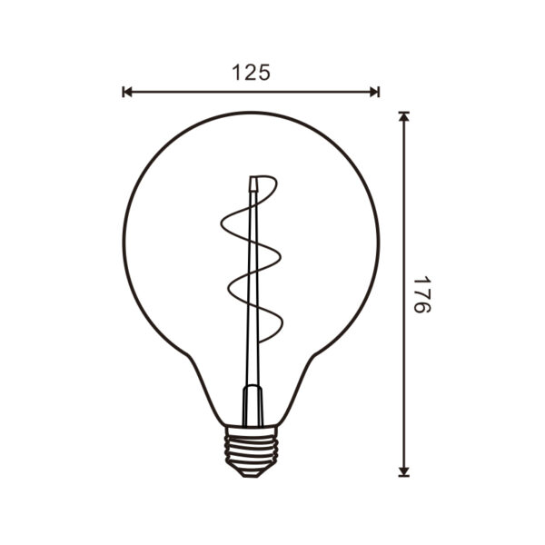Ampoule LED à Filament Spiralé E27 G125 4W Ambre - Ledme - LM8574 – Image 2