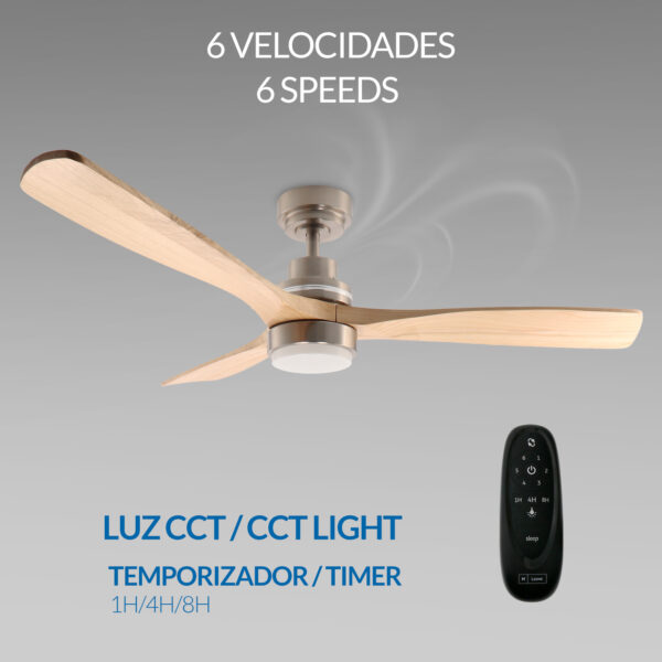 Ventilateur de plafond LED Nickel Wood - Ledme - LM8812 – Image 4