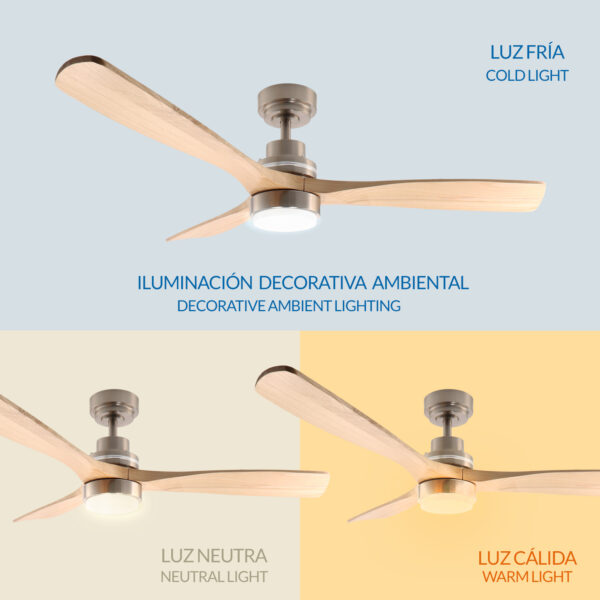 Ventilateur de plafond LED Nickel Wood - Ledme - LM8812 – Image 5