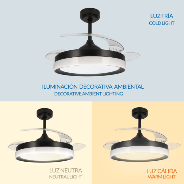 Ventilateur de plafond LED Yeray noir - Ledme - LM8816 – Image 6
