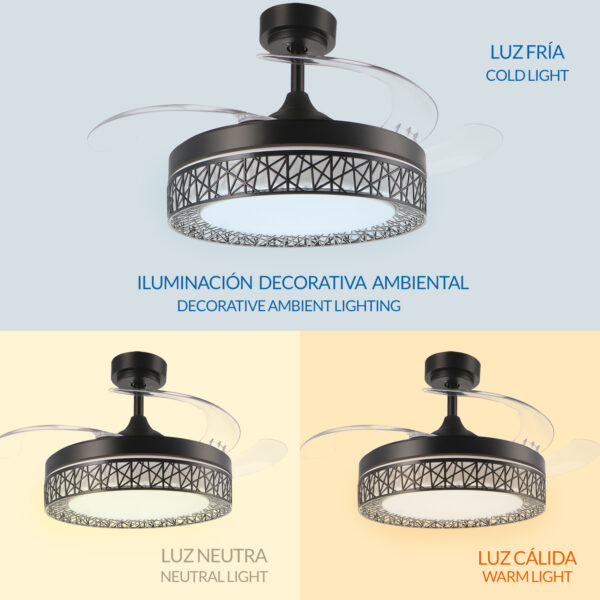 Ventilateur de plafond LED Aqua Noir - Ledme - LM8818 – Image 5