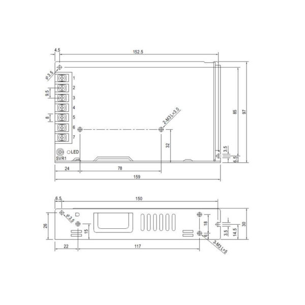 Alimentations pour bandes LED Mean Well 150W 12VDC LRS-150-12 - Ledme - LRS-150-12 – Image 2