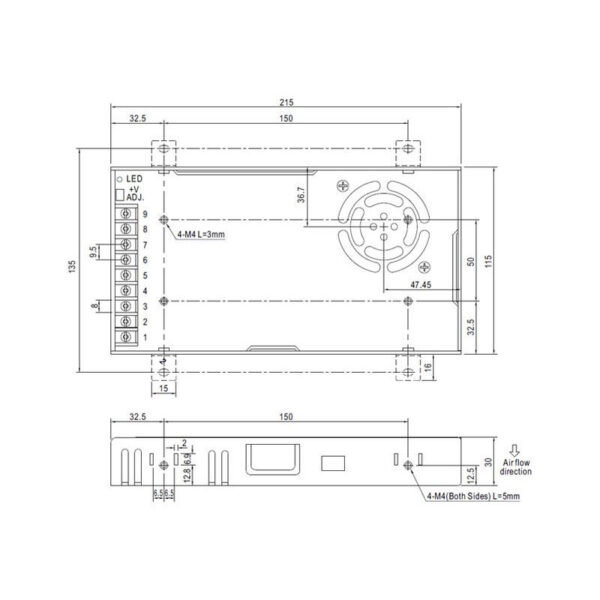 Alimentations pour bandes LED Mean Well 350W 24VDC LRS-350-24 - Ledme - LRS-350-24 – Image 2