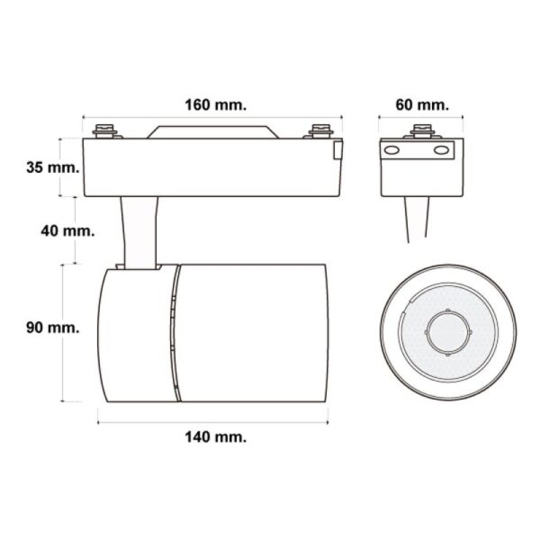 Spot LED sur Rail Clean Noir 30W Monophasé CCT CCT - Ledme - LM3164 – Image 2