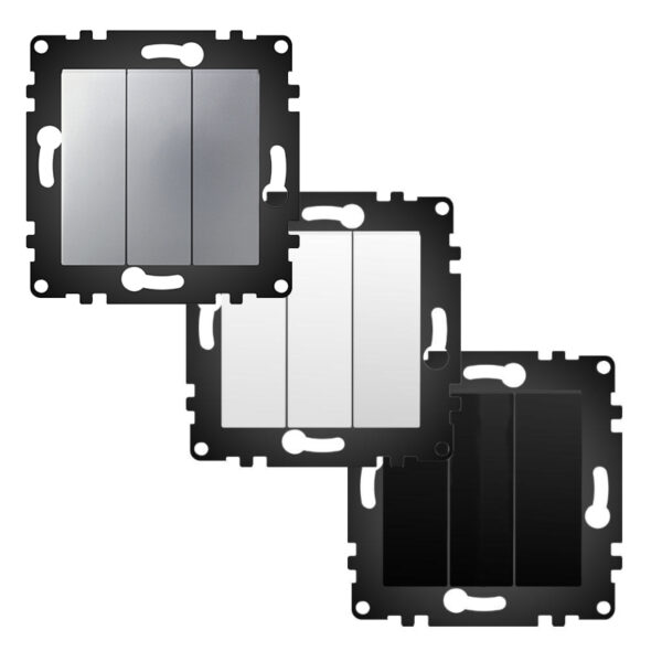 Interrupteur triple simple - PJ Noir - Ledme - PJ-17-B
