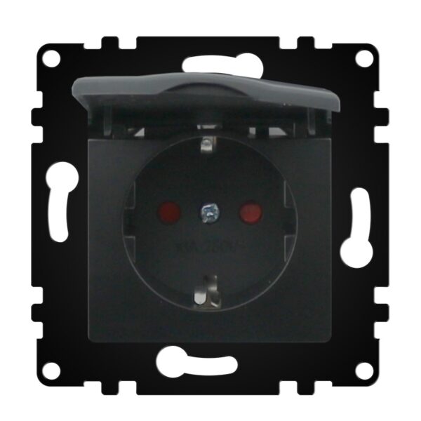 Prise de type Schuko avec couvercle - PJ Noir - Ledme - PJ-18-B – Image 6